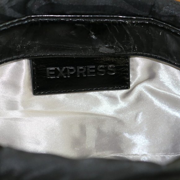 Express Black on Black Zebra Print Clutch - Picture 3 of 5